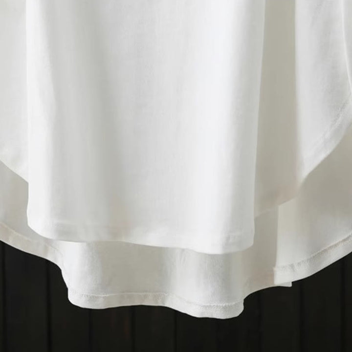 Buddha Stones Casual Loose Summer Plain Crew Neck Damska bawełniana koszulka z krótkim rękawem - image 6