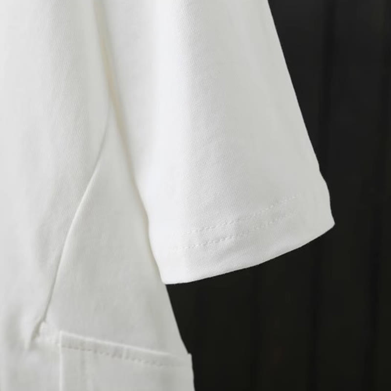 Buddha Stones Casual Loose Summer Plain Crew Neck Damska bawełniana koszulka z krótkim rękawem - image 10