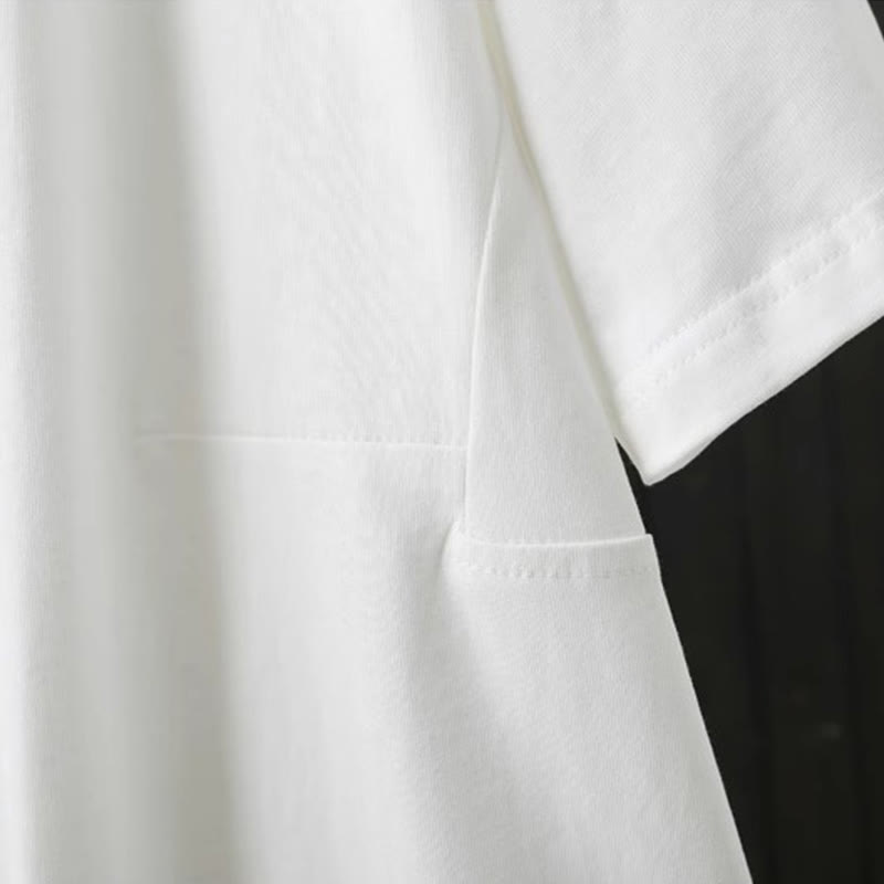 Buddha Stones Casual Loose Summer Plain Crew Neck Damska bawełniana koszulka z krótkim rękawem - image 11