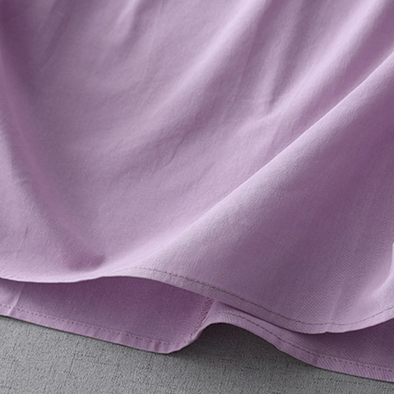 Sukienka midi z kolekcji Buddha Stones w swobodnym, czystym kolorze, z guzikami z tyłu, okrągłym dekoltem, krótkim rękawem, bawełną i lnem, z kieszeniami - image 23