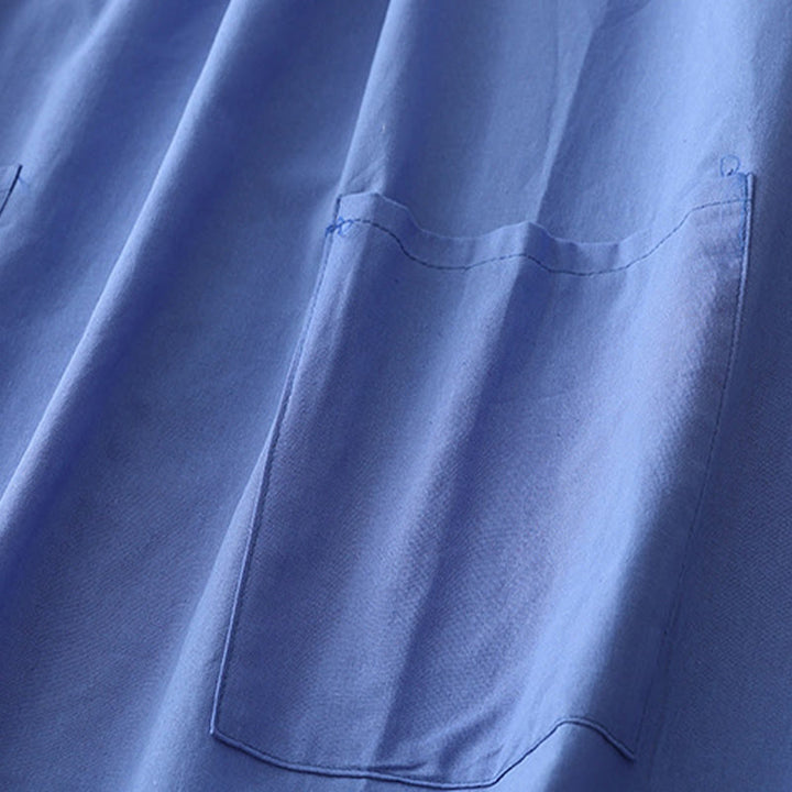 Sukienka midi z kolekcji Buddha Stones w swobodnym, czystym kolorze, z guzikami z tyłu, okrągłym dekoltem, krótkim rękawem, bawełną i lnem, z kieszeniami - image 13