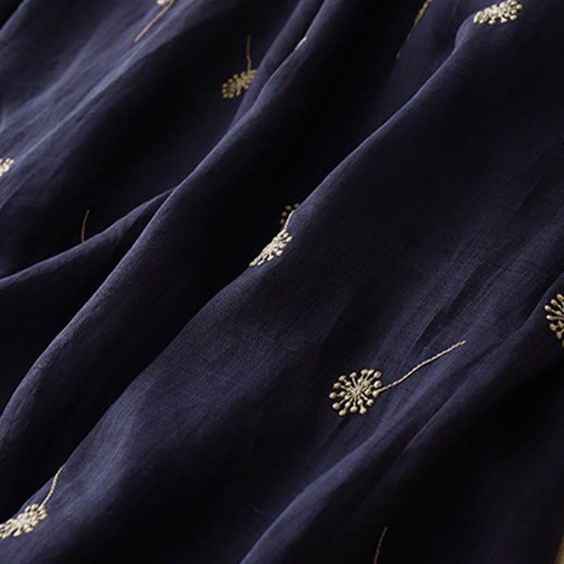 Sukienka midi z bawełny Buddha Stones MidnightBlue z nadrukiem, sznurowaniem i kieszeniami, bez rękawów - image 9