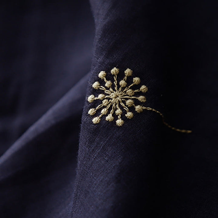 Sukienka midi z bawełny Buddha Stones MidnightBlue z nadrukiem, sznurowaniem i kieszeniami, bez rękawów - image 8