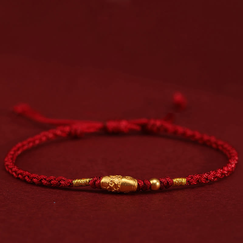 Buddha Stones 999 Złota Ochrona Szczęścia Koi Ryba Ręcznie Pleciona Bransoletka Sznurkowa