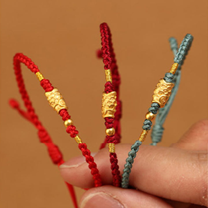 Buddha Stones 999 Złota Ochrona Szczęścia Koi Ryba Ręcznie Pleciona Bransoletka Sznurkowa - image 13