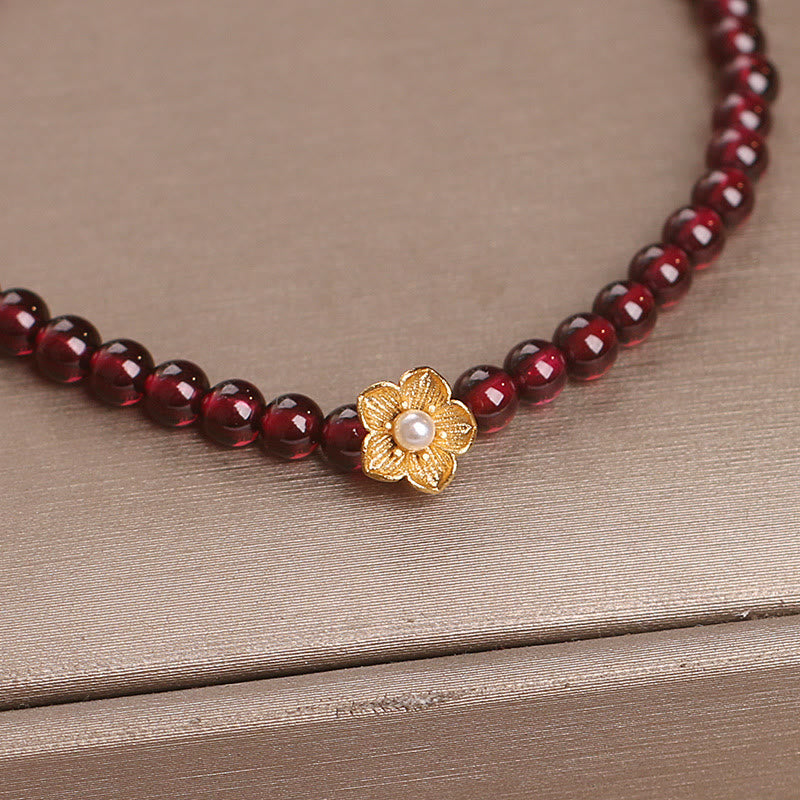 Buddha Stones Natural 4mm Granat Beads Flower Passion