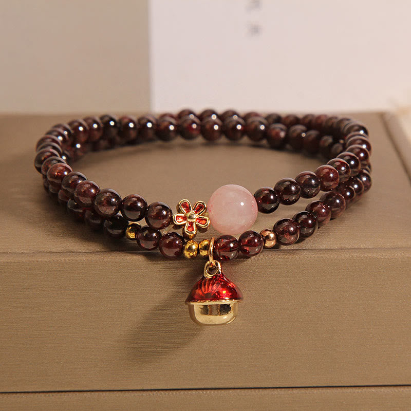 Buddha Stones Naturalne 3mm Ultra-cienkie Granatowe Koraliki Kwarcowe Różowe Pieniądze Dzwonek Kwiat Bransoletka Ochronna