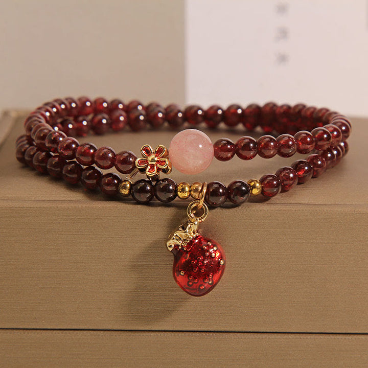 Buddha Stones Naturalne 3mm Ultra-cienkie Granatowe Koraliki Kwarcowe Różowe Pieniądze Dzwonek Kwiat Bransoletka Ochronna