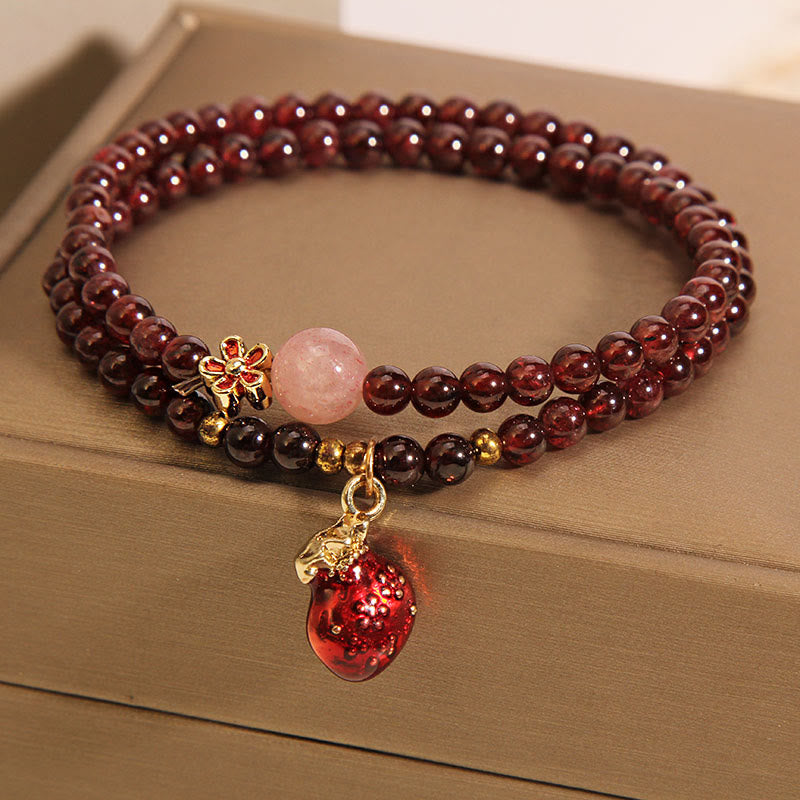 Buddha Stones Naturalne 3mm Ultra-cienkie Granatowe Koraliki Kwarcowe Różowe Pieniądze Dzwonek Kwiat Bransoletka Ochronna