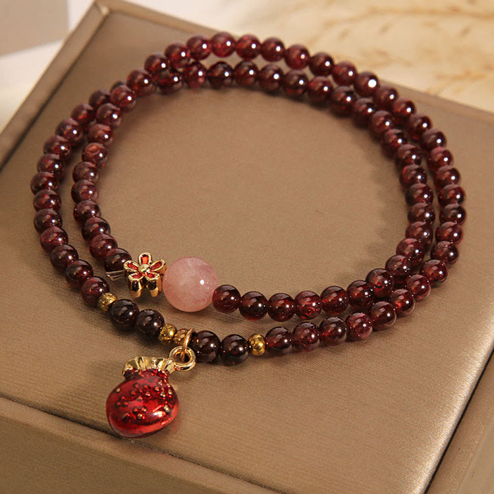 Buddha Stones Naturalne 3mm Ultra-cienkie Granatowe Koraliki Kwarcowe Różowe Pieniądze Dzwonek Kwiat Bransoletka Ochronna