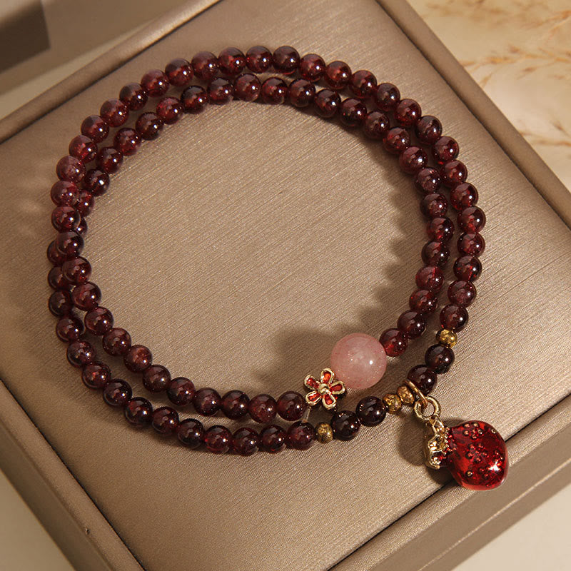 Buddha Stones Naturalne 3mm Ultra-cienkie Granatowe Koraliki Kwarcowe Różowe Pieniądze Dzwonek Kwiat Bransoletka Ochronna