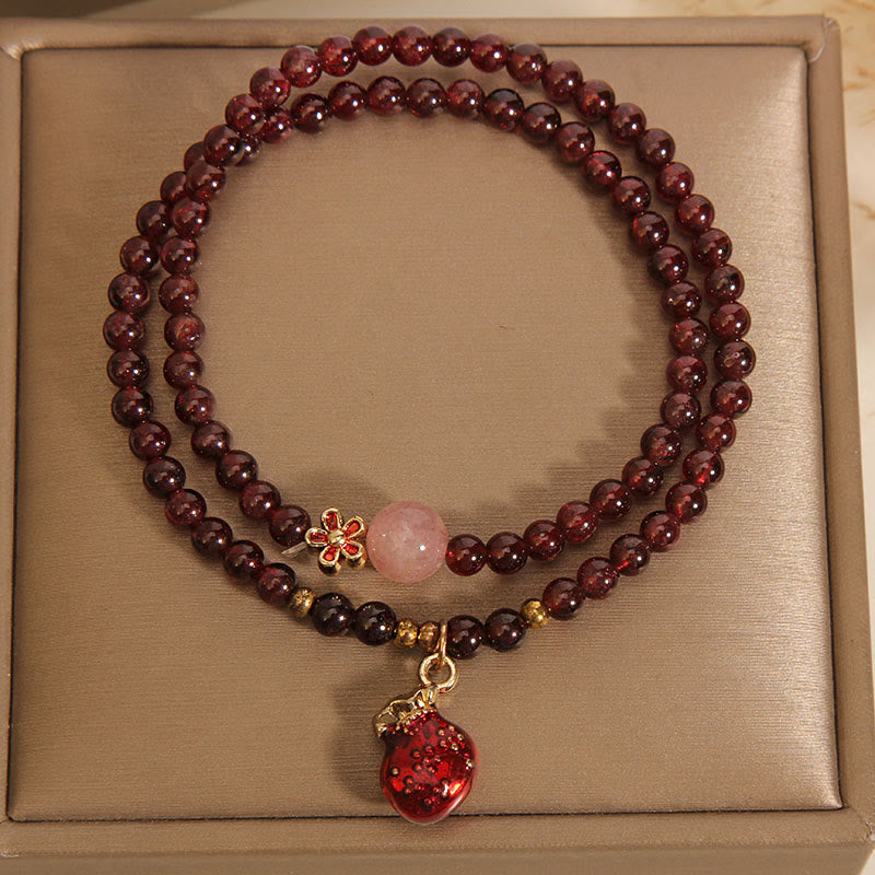 Buddha Stones Naturalne 3mm Ultra-cienkie Granatowe Koraliki Kwarcowe Różowe Pieniądze Dzwonek Kwiat Bransoletka Ochronna