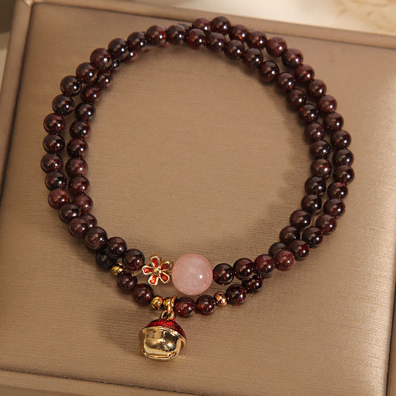 Buddha Stones Naturalne 3mm Ultra-cienkie Granatowe Koraliki Kwarcowe Różowe Pieniądze Dzwonek Kwiat Bransoletka Ochronna