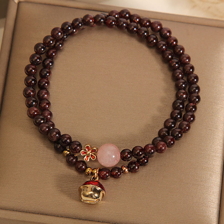 Buddha Stones Naturalne 3mm Ultra-cienkie Granatowe Koraliki Kwarcowe Różowe Pieniądze Dzwonek Kwiat Bransoletka Ochronna