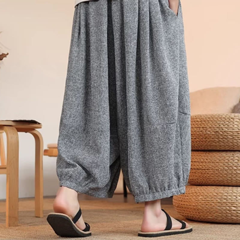 Buddha Stones Letnie Postacie Haft Ściągacz Męskie Spodnie Harem Do Kostki Z Kieszeniami - image 4