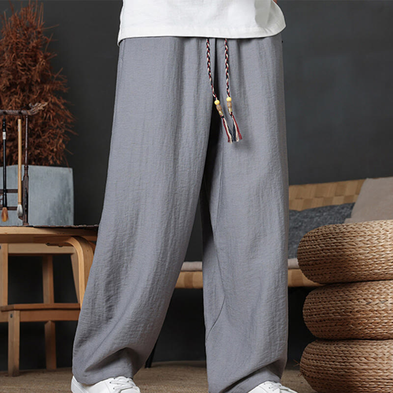 Spodnie męskie Buddha Stones Casual Plain Color Drawstring Design z kieszeniami - Szary - US/UK/AU46， EU56 (5XL) - image 19