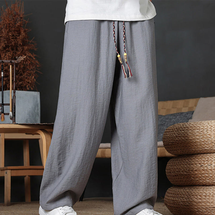 Spodnie męskie Buddha Stones Casual Plain Color Drawstring Design z kieszeniami - Szary - US/UK/AU46， EU56 (5XL) - image 19