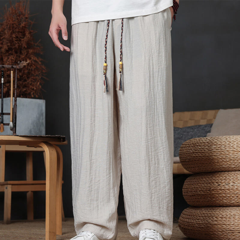 Spodnie męskie Buddha Stones Casual Plain Color Drawstring Design z kieszeniami - Bielizna - US/UK/AU46， EU56 (5XL) - image 11