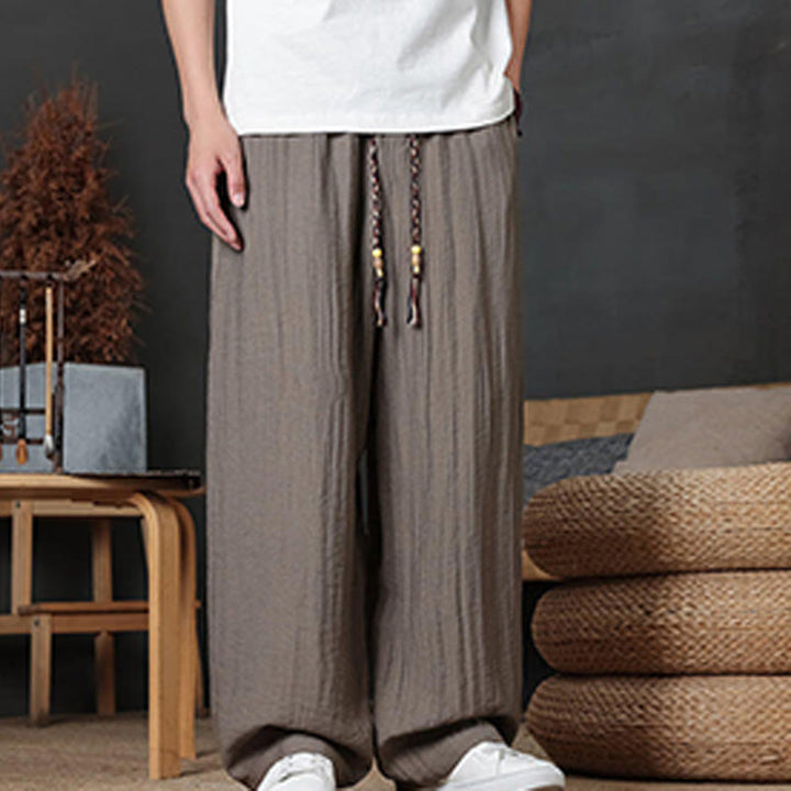 Spodnie męskie Buddha Stones Casual Plain Color Drawstring Design z kieszeniami - image 1