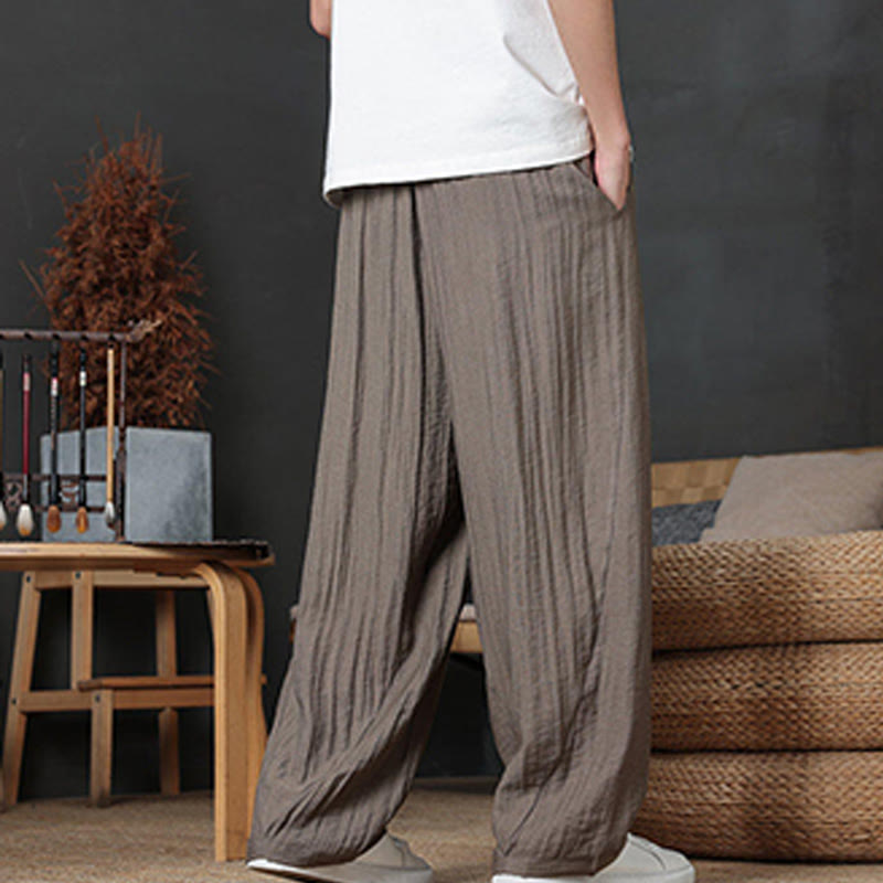 Spodnie męskie Buddha Stones Casual Plain Color Drawstring Design z kieszeniami - image 5