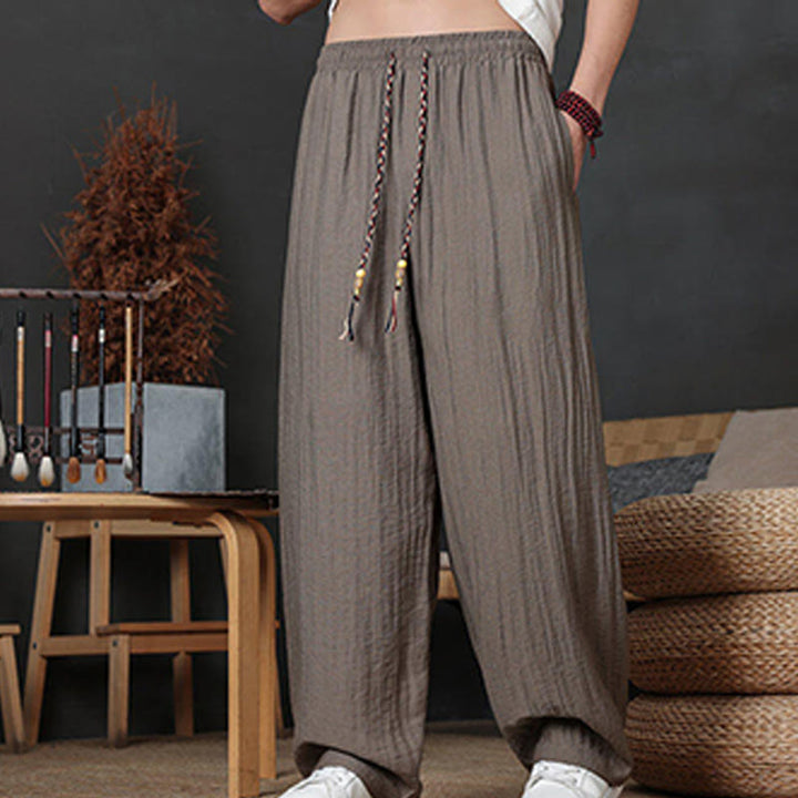 Spodnie męskie Buddha Stones Casual Plain Color Drawstring Design z kieszeniami - image 8