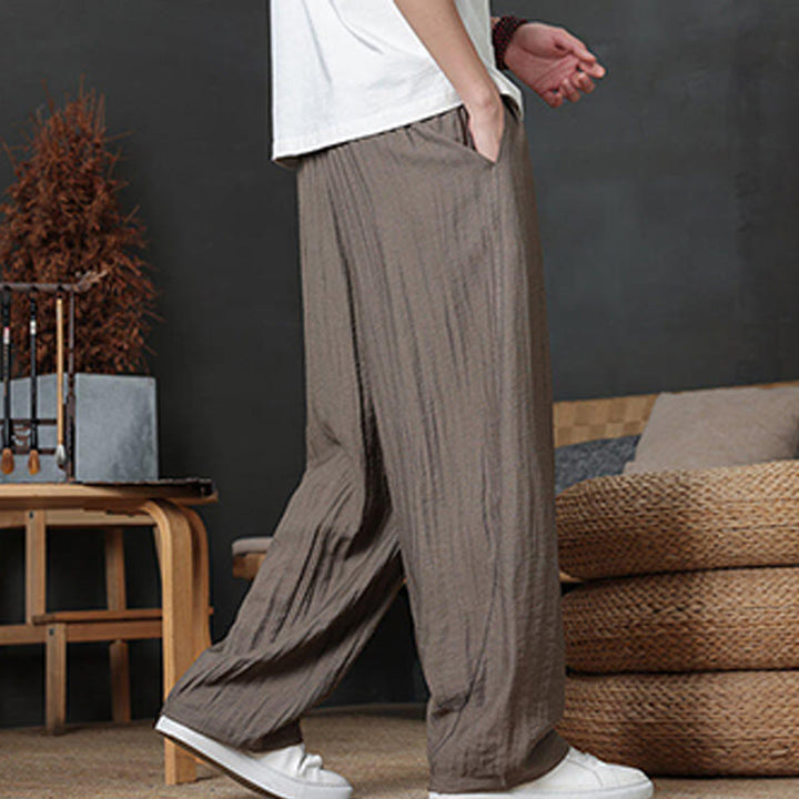 Spodnie męskie Buddha Stones Casual Plain Color Drawstring Design z kieszeniami - image 4