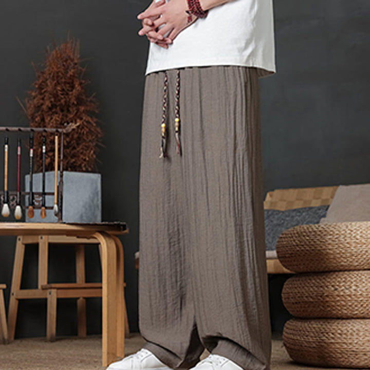 Spodnie męskie Buddha Stones Casual Plain Color Drawstring Design z kieszeniami - image 3