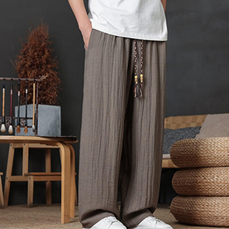 Spodnie męskie Buddha Stones Casual Plain Color Drawstring Design z kieszeniami - image 6