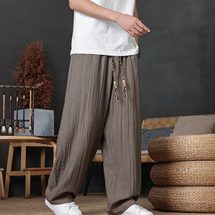 Spodnie męskie Buddha Stones Casual Plain Color Drawstring Design z kieszeniami - image 7