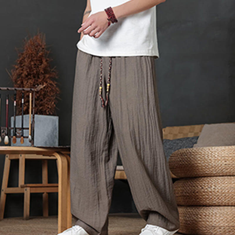 Spodnie męskie Buddha Stones Casual Plain Color Drawstring Design z kieszeniami - image 2