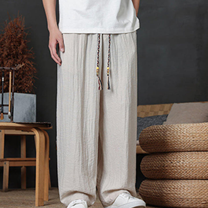 Spodnie męskie Buddha Stones Casual Plain Color Drawstring Design z kieszeniami - image 16
