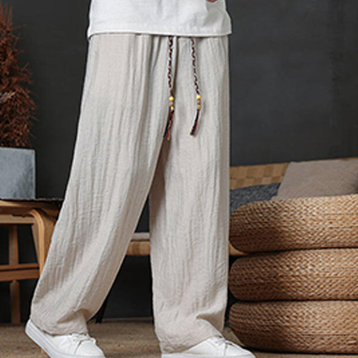 Spodnie męskie Buddha Stones Casual Plain Color Drawstring Design z kieszeniami - image 15