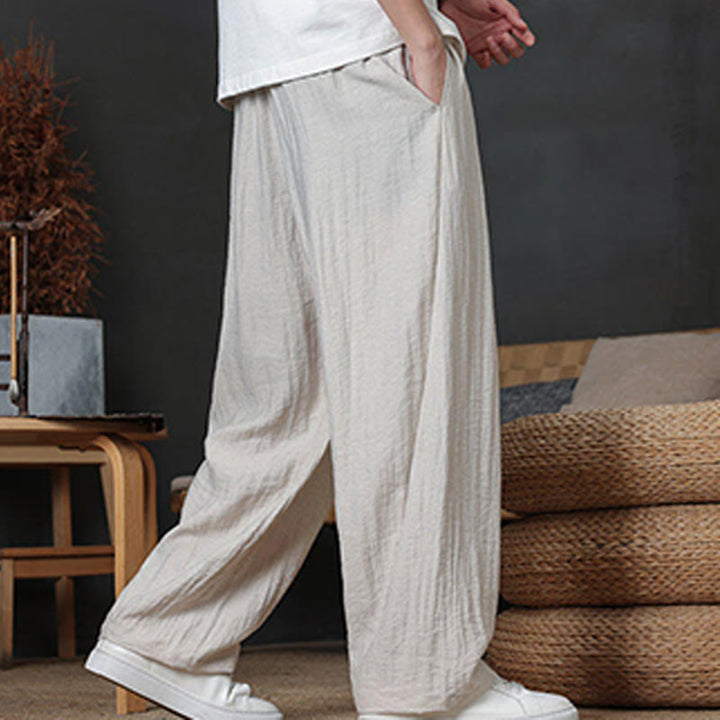Spodnie męskie Buddha Stones Casual Plain Color Drawstring Design z kieszeniami - image 14