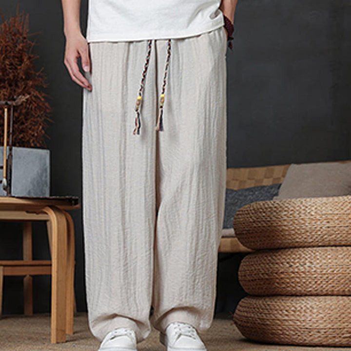 Spodnie męskie Buddha Stones Casual Plain Color Drawstring Design z kieszeniami - image 18