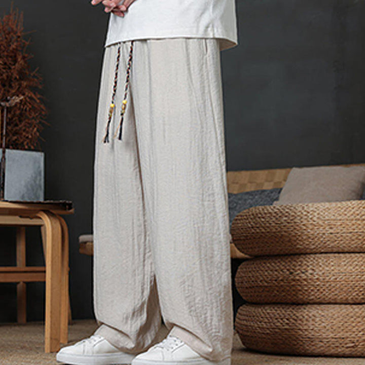 Spodnie męskie Buddha Stones Casual Plain Color Drawstring Design z kieszeniami - image 17