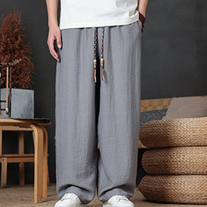 Spodnie męskie Buddha Stones Casual Plain Color Drawstring Design z kieszeniami - image 20