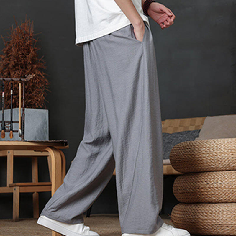 Spodnie męskie Buddha Stones Casual Plain Color Drawstring Design z kieszeniami - image 24