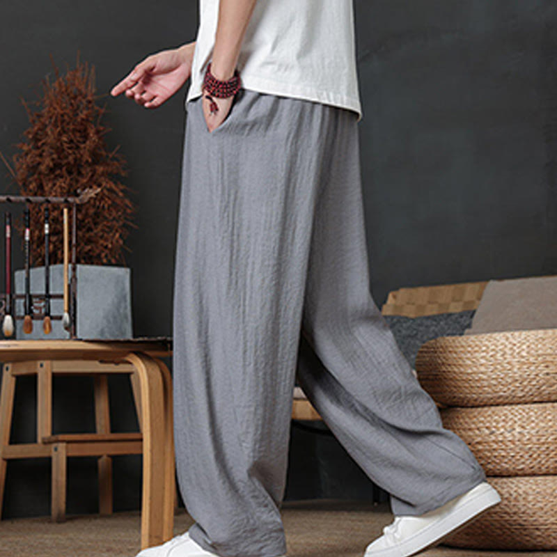 Spodnie męskie Buddha Stones Casual Plain Color Drawstring Design z kieszeniami - image 22