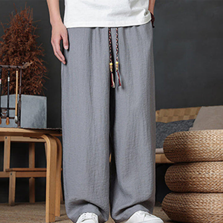 Spodnie męskie Buddha Stones Casual Plain Color Drawstring Design z kieszeniami - image 23