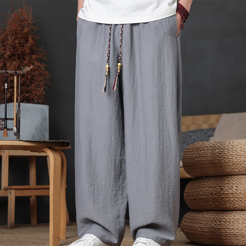 Spodnie męskie Buddha Stones Casual Plain Color Drawstring Design z kieszeniami - image 25