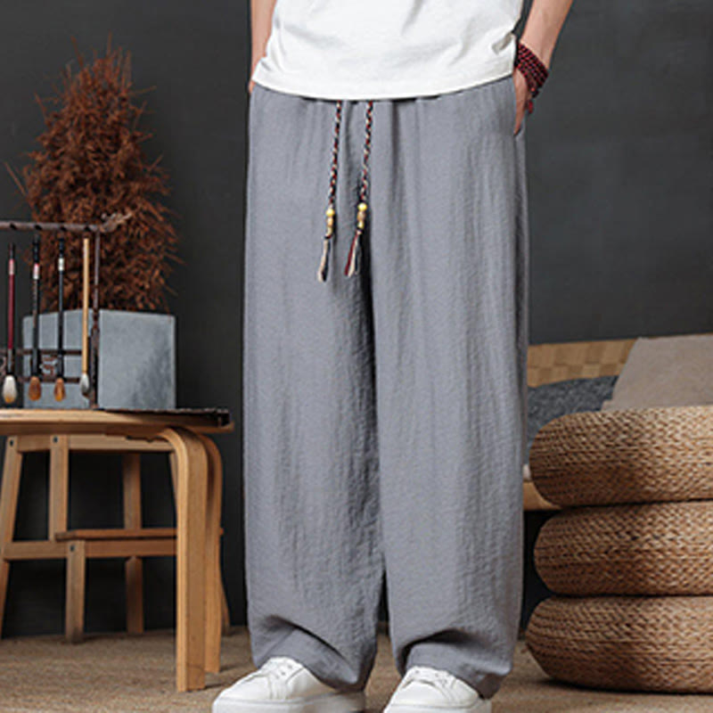 Spodnie męskie Buddha Stones Casual Plain Color Drawstring Design z kieszeniami - image 26