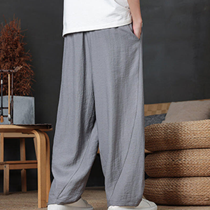 Spodnie męskie Buddha Stones Casual Plain Color Drawstring Design z kieszeniami - image 27