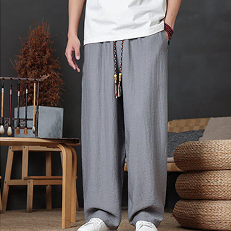 Spodnie męskie Buddha Stones Casual Plain Color Drawstring Design z kieszeniami - image 28