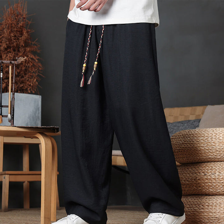 Spodnie męskie Buddha Stones Casual Plain Color Drawstring Design z kieszeniami - image 32