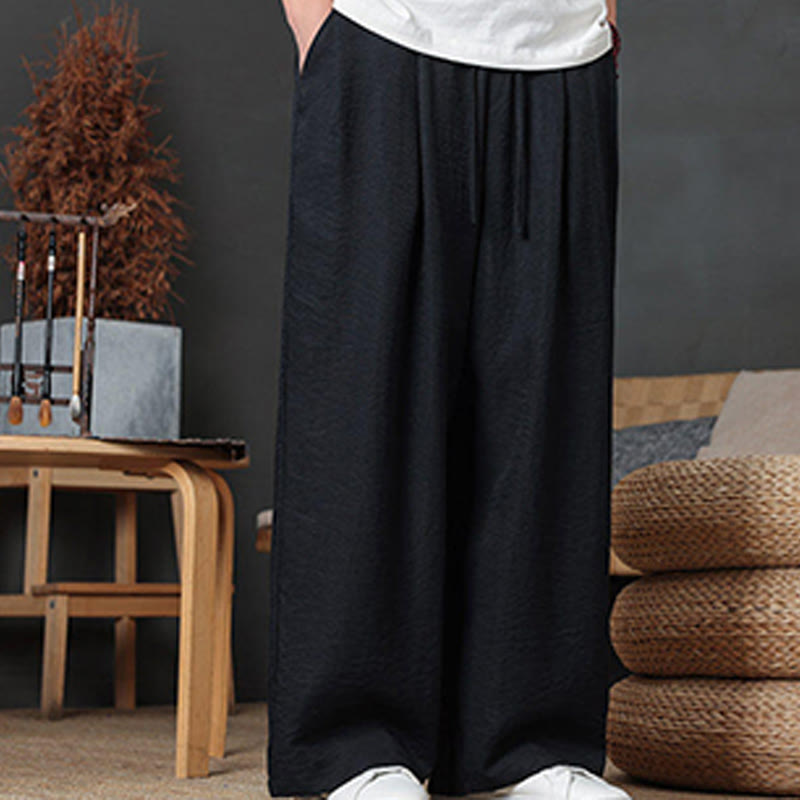 Spodnie męskie Buddha Stones Casual Plain Color Drawstring Design z kieszeniami - image 34