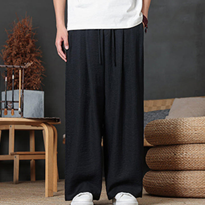 Spodnie męskie Buddha Stones Casual Plain Color Drawstring Design z kieszeniami - image 37