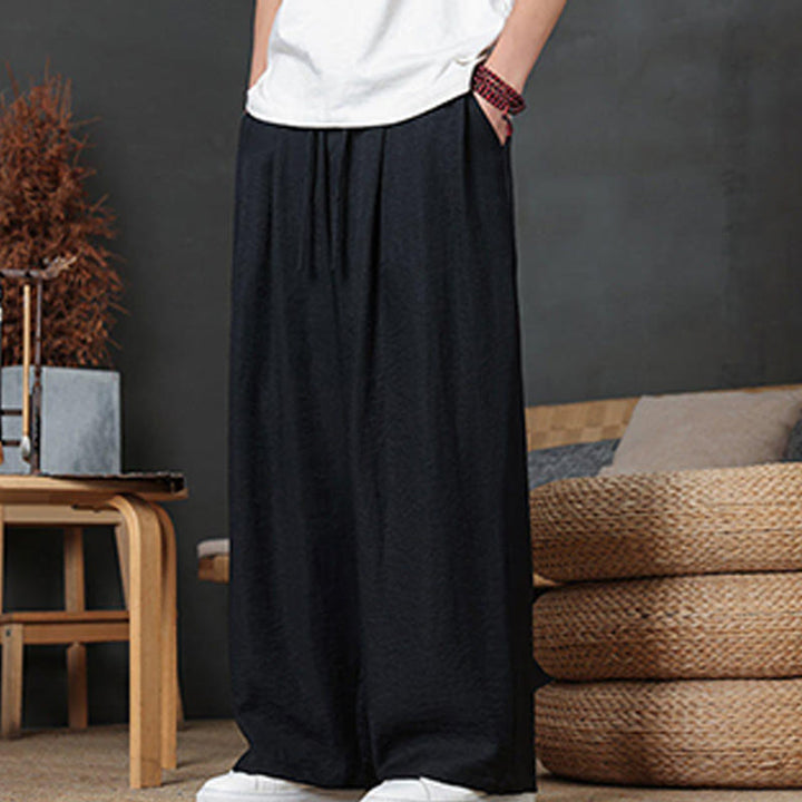 Spodnie męskie Buddha Stones Casual Plain Color Drawstring Design z kieszeniami - image 36