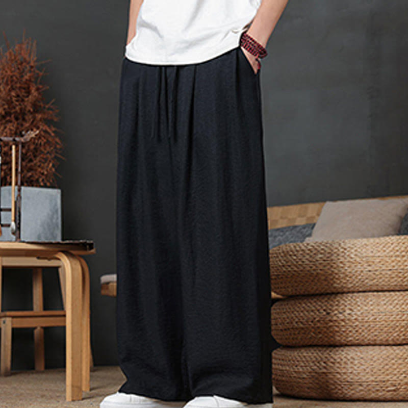 Spodnie męskie Buddha Stones Casual Plain Color Drawstring Design z kieszeniami - image 36