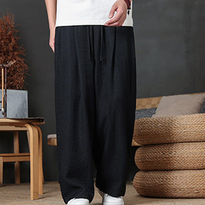 Spodnie męskie Buddha Stones Casual Plain Color Drawstring Design z kieszeniami - image 33