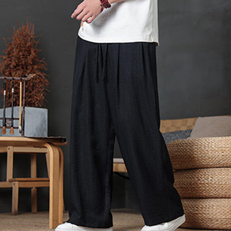 Spodnie męskie Buddha Stones Casual Plain Color Drawstring Design z kieszeniami - image 39